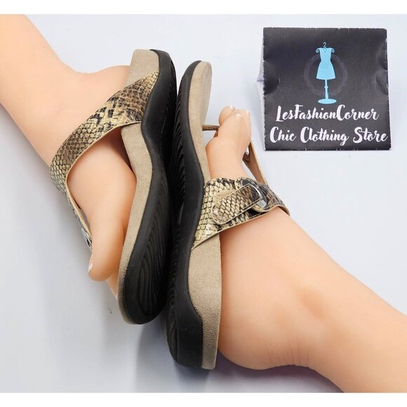 Vionic Women Lana Snake Skin Leather Podiatrist Designed Thong Sandals Sz 9 2496 - Picture 12 of 16